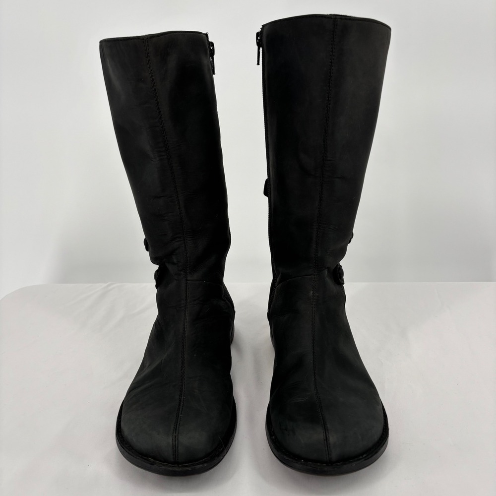 Merrell Black Waterproof Leather Tall Button Strap Zip Boots J56042 Womens 7